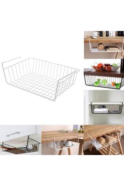 STOREMAX Bystoreby 2Pcs Stainless Metal Kangaroo under Shelf Basket Rack Steel Basket Hanging Shelf Organizer