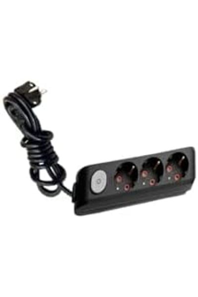 STOREMAX Bystoreby Multi-Let 3 Gang 2 Meter Socket, Black, Switched, Grounded, Child Proof Newdesing 646