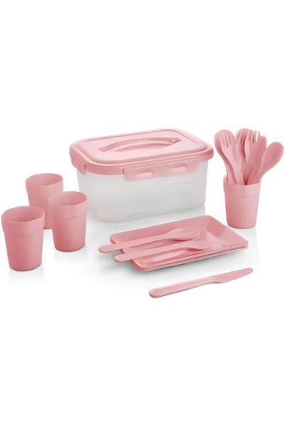STOREMAX Bystoreby Piece Picnic Set for 4, Plates, Cups, Cutlery Set and Storage