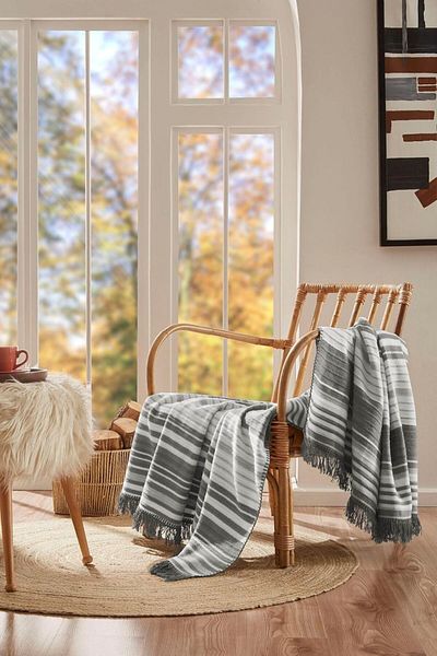 STOREMAX Bystoreby Floretta Striped Cotton Blanket 130X170 cm Newdesing 646268