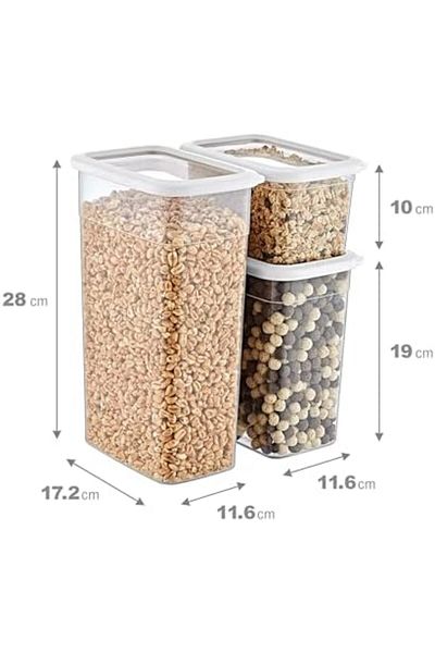 STOREMAX Htpshopmx Set of 4 Skali Rectangular Storage Container White (4 Pieces Each 1210 Ml, 2350 Ml, 3500 ml) St