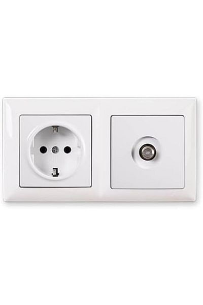 STOREMAX Bystoreby Visage White Set of 2 Grounded Socket and Telephone Numeris Cat3 Set Newdesing 646268