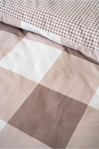 STOREMAX Bystoreby Brown Checkered Double Duvet Cover Set Cotton Newdesing 646268