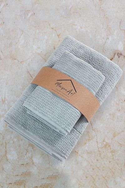 STOREMAX Network Textile Royal |   50X90-70X140 cm 4-Piece Bath Towel Set, 100% Cotton Towel Set Gray Art 10