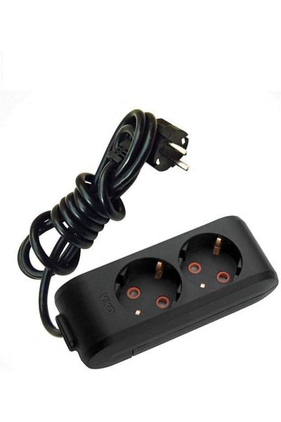 MCreative Multi-Let Black Double Socket Grounded Wired Child Proof 5Mt (Double)