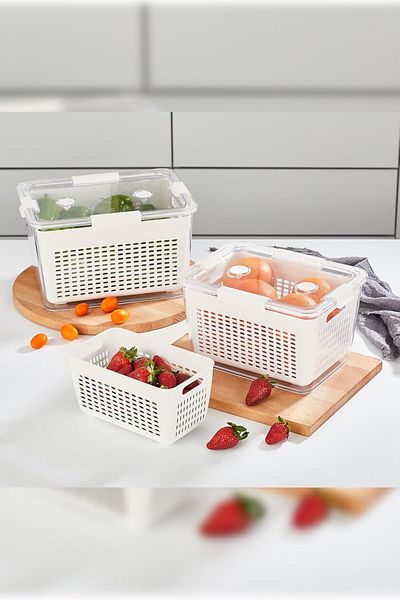 STOREMAX Bystoreby Home - Lavin 2-4-7 Liter Ecru Storage Container Newdesing 646268