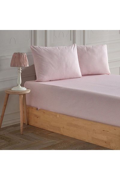 STOREMAX Muartshop. |   Mix & Match |   Oriana. | 100% Cotton Double Bed Sheet Set Pink 871301