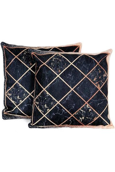 STOREMAX Sellbuystore Diyarı Mirror 2 Li Velvet Throw Pillow Cover Black Cd457015 1053513