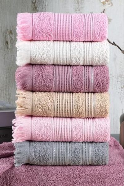 STOREMAX Sellbuystore Tekstil Shiny 6-Piece 50X90 cm Hand & Face Towel Set Pink 1053513