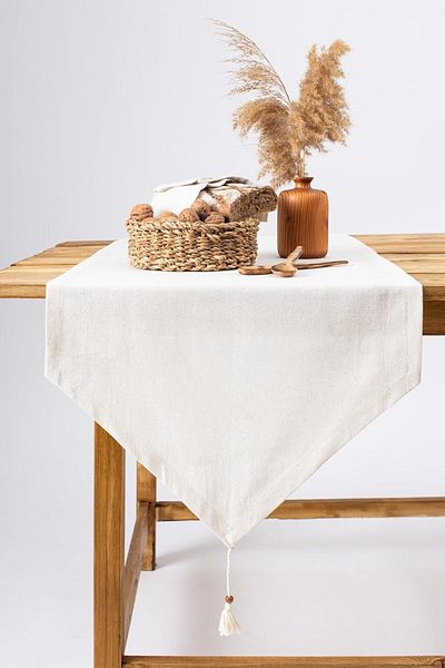 STOREMAX Sellbuy Store |   Organic Raw Linen Triangle Runner 1053513