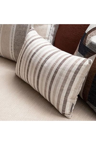 STOREMAX Sellbuystore Concept Alba Striped Throw Pillow Ecru Brown 30 X 50 cm 1053513