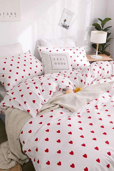 STOREMAX Mrttnca Red Heart Double Duvet Cover Set Cotton Trndymrt 1087243