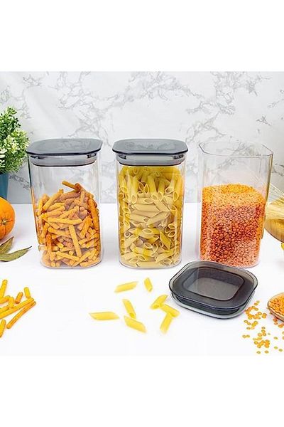 STOREMAX Decobella 3 Piece 1.1 Lt. Square Food Container Set Star Buy Bz 1087243
