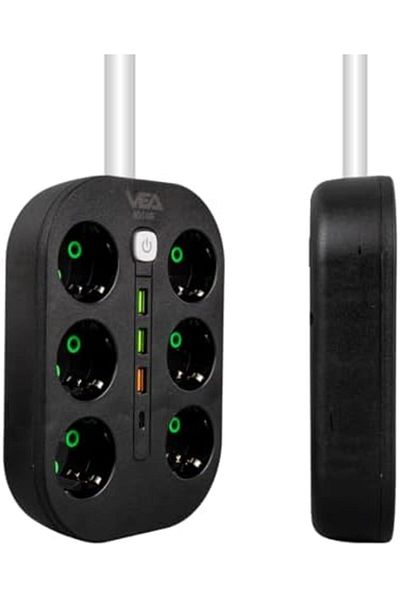 STOREMAX Ysstorex Surge Protected Socket, 1.5 Meter Cable, 3 X Usb, 1 X Type-C Pd Input, Group Socket, 10Ah Main