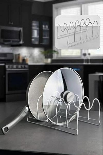 STOREMAX Bystoreby Pan and Pot Lid Organizer Kitchen Cabinet and Drawer Organizer 5 Compartments Matte m
