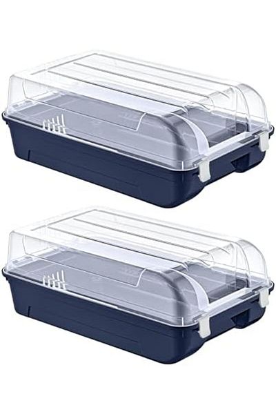 STOREMAX Ntwork Set of 2 Men's Navy Blue Shoes Box Art 1087243