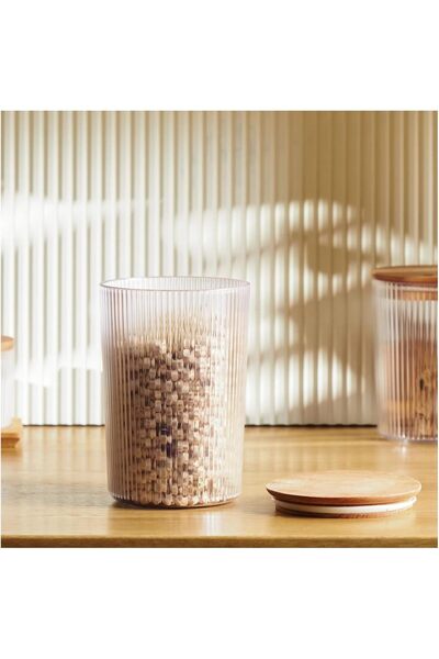 STOREMAX Sellbuyst Patterned Glass Storage Container - with Airtight Wooden Lid, Luxury Kitchen and Restaurant Use