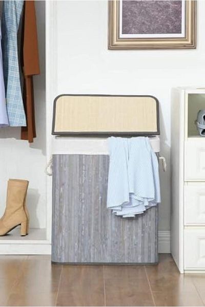STOREMAX mrttnca سلة غسيل قابلة للطي مصنوعة يدويًا من الخوص مستطيلة 60 لترًا (40 سم * 30 سم * 61 سم)، طبيعية