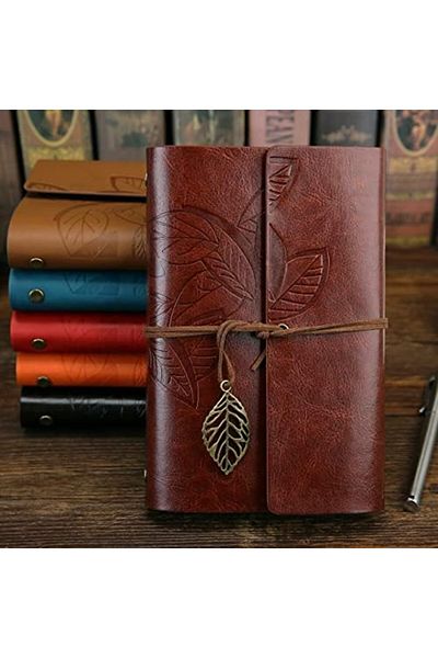 STOREMAX Muartshop Retro Vintage Leaf Notepad, Classic Pu Leather Cover, Travel Notebook, Trl Journal, g
