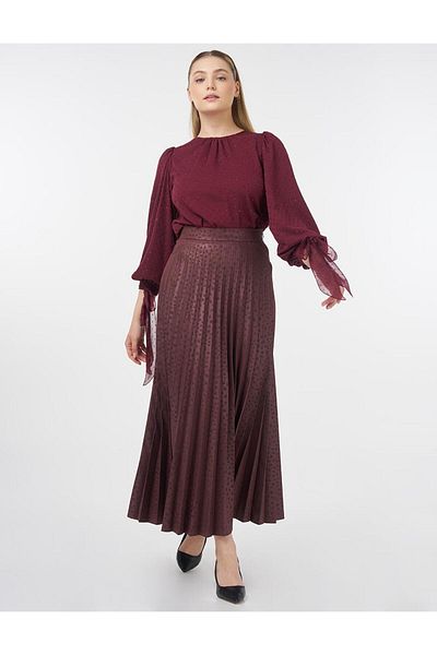 KYR Polka Dot Pattern Pleated Skirt Plum