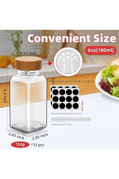 STOREMAX Jvnnastore 6Pcs Spice Glass Jars with Labels and White Pen, Can Separate Your Spices