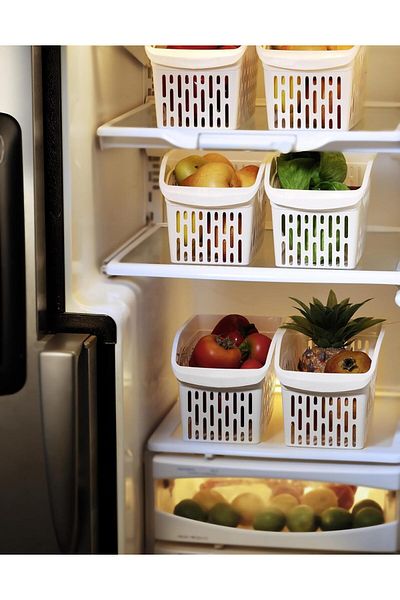 STOREMAX Bystoreby Refrigerator Basket Cabinet Organizer Basket Organizer White 4 Pieces 30X16X17 Newdesing