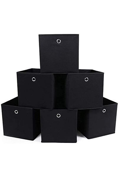 STOREMAX Bystoreby Rfb02H-3 Storage Box, 6 Units, Folding Box, with Finger Hole, 30 X 30 X 30 Cm, Black Ne