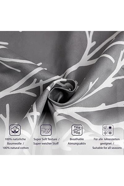 STOREMAX Muartshop King Size Satin Duvet Cover Set Gray 871301
