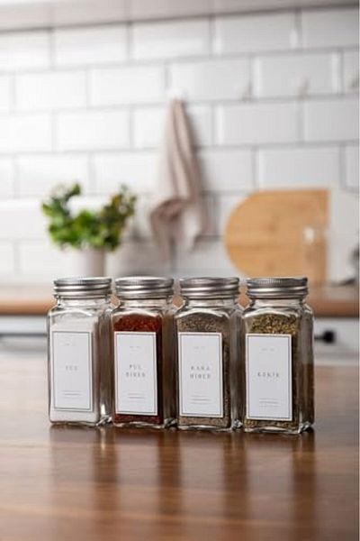 STOREMAX Lvnmblya Glass Spice Jar Set with Lid White Label Spice Jar Set Shop Deesing 224120