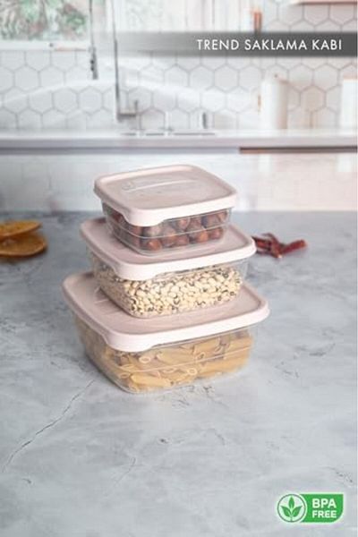MCreative Home trend box square leakproof lid storage container 3-piece set powder pink