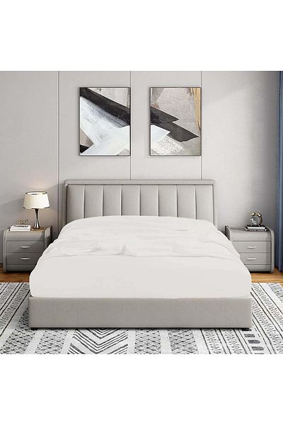 STOREMAX Muartshop. |   Jersey | 100% Natural Cotton Single/Double Fitted Sheet White 871301