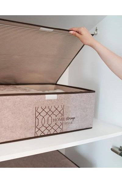 salesalbutik Felt Door Multi-Purpose Organizer Box with Lid 50 X 40 X 19 cm (Base, Beige)
