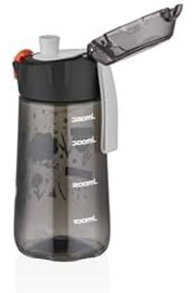 STOREMAX Ntwork 400ml Child Water Bottle with Strainer, Lockable Lid, Without Pipette, Carrying Strap (Black)