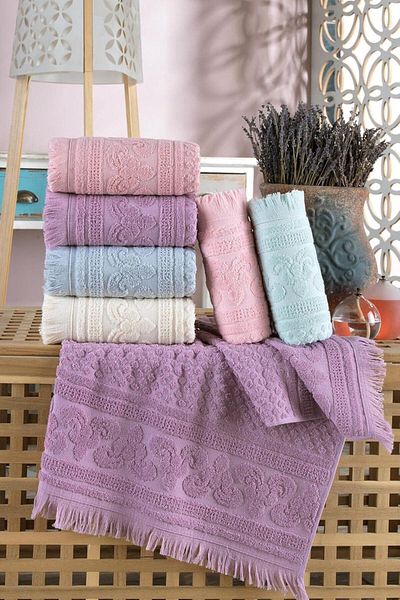 STOREMAX Ntwork Tekstil Premium 6-Piece 50X90 cm Antibacterial Hand & Face Towel Set | 100% Cotton Art 1087243