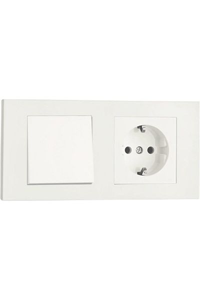 STOREMAX Svticaret Grano White Set of 2 Switch and Grounded Socket Set Mhm 1053513