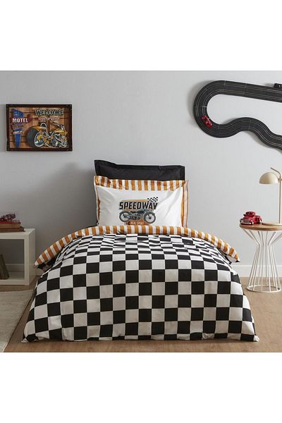 STOREMAX Jvnnastore Home Young Speed Way %100 Cotton Single Fitted Duvet Cover Set 646268