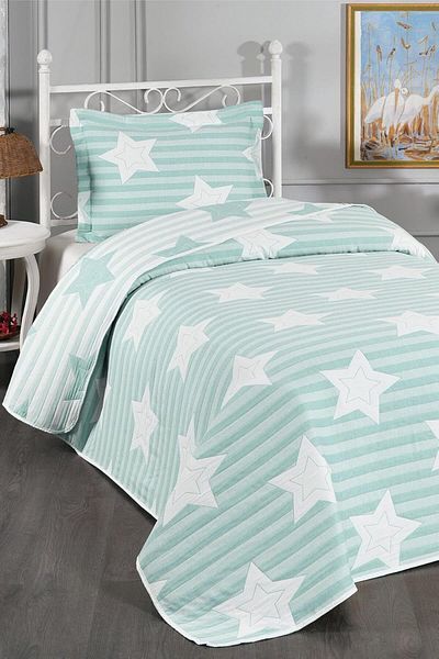 STOREMAX Jvnnastore Star Patterned Cotton Single Bedspread Set (Pique Set) 2 Pieces |   Ço