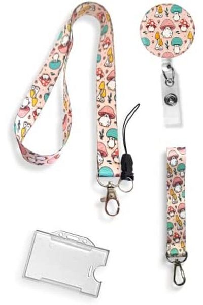 salesalbutik 4 piece set neck rope phone strap keychain yoyo badge holder