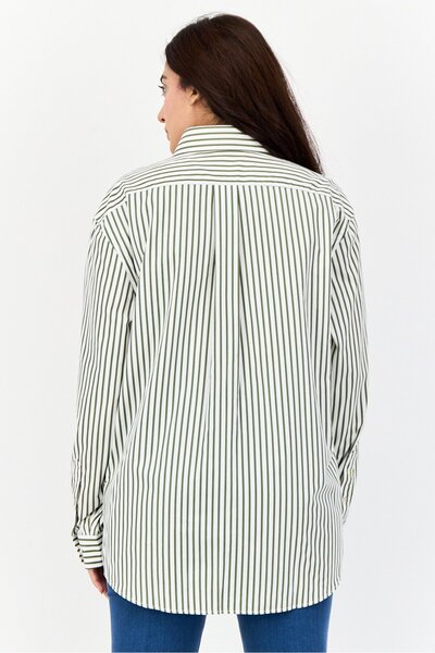 Esprit Women Regular Fit Stripe Long Sleeves Shirt, Multicolor