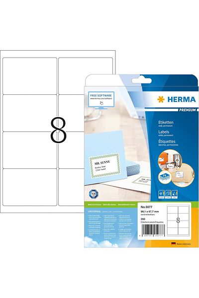 STOREMAX Muartshop Shipping Labels, 25 Sheets, 99.1 X 67.7 Mm, 8 Per A4 Sheet, 200 Stickers,