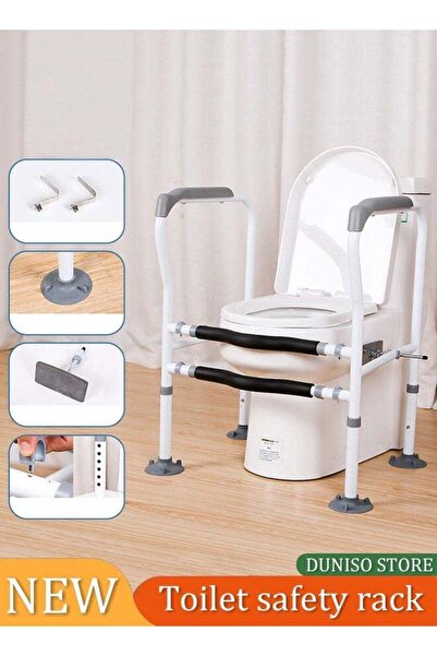 Generic درابزين أمان المرحاض، مقبض إطار أمان المرحاض لكبار السن، عرض وارتفاع قابلان للتعديل