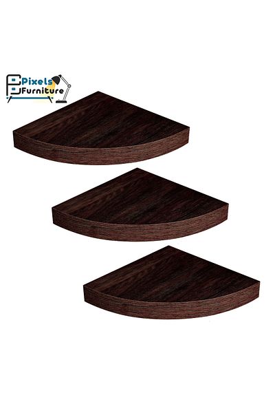 PixelsFurniture Set of 3 Pixel Furniture Corner Floating Shelves for Wall, Shelves with Invisible Brackets
