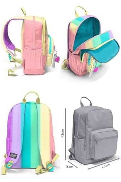 STOREMAX Sellbuystore High Triple Primary and Secondary School School Bag Set - Colorful Stripes - Girls 1053513