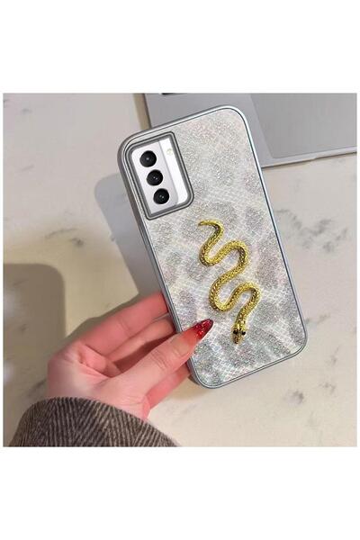Zebana Samsung Galaxy S21 FE 5G Uyumlu Kılıf Zebana Golden Serpent Silikon Kı...