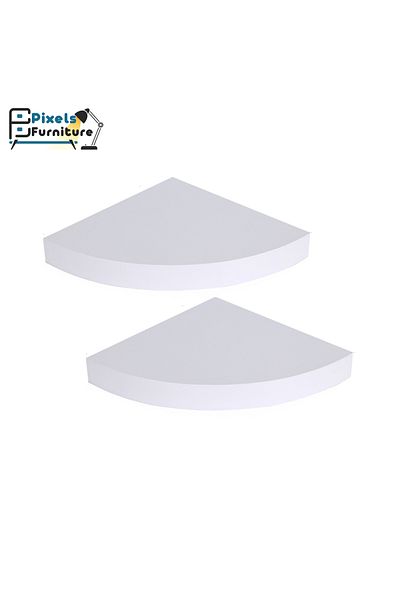 PixelsFurniture Set of 2 Pixel Furniture Corner Floating Shelves for Wall, Shelves with Invisible Brackets