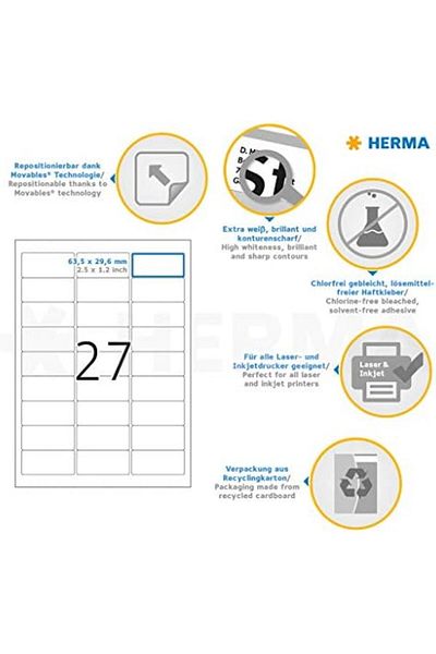 STOREMAX Cmllashop 10300 Universal Label Din A4 Removable 63.5 X 29.6 Mm, 100 Sheets, Paper, Matte K