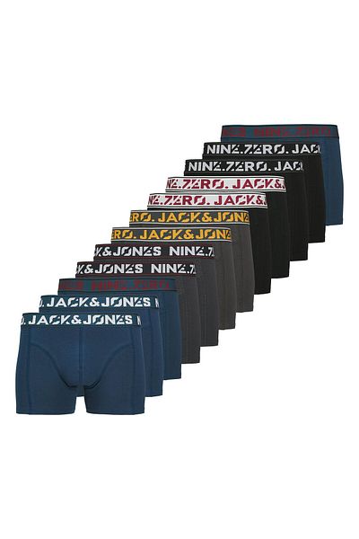 Jack & Jones JACK&JONES Herren Boxershorts, 12er Pack - JACCOLTON SOLID TRUNKS 12 PACK, Baumwollmischung