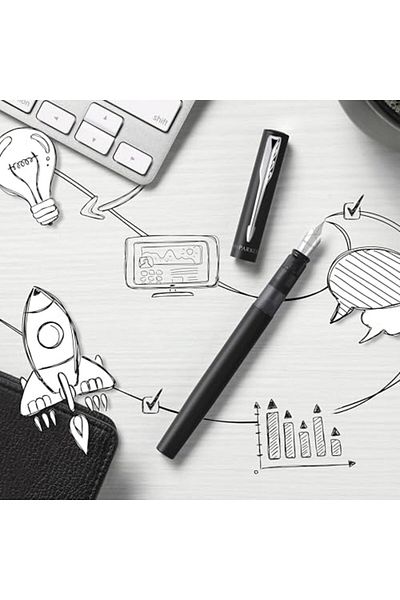 STOREMAX Network Vector XL Matte Fountain Pen, Matte Black, M Nib Art 1087243