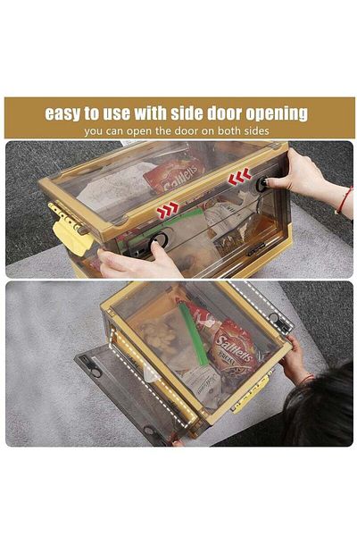 COOYA Foldable Plastic Storage Box,20L,With Latching Lids and Wheels,Transparent,for Books,Snacks Storage