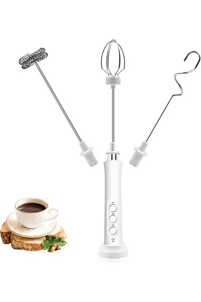 COOYA Electric Coffee Mixer, with 3 Heads Whisk, Mini Blender for Cappuccino, Frappe, Matcha, Latte